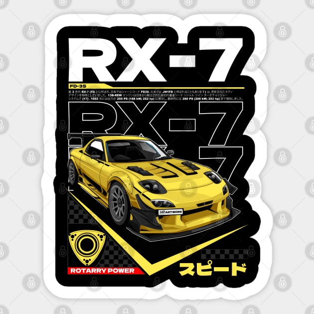 JDM LEGEND MAZDA RX7 FD3S -YELLOW Sticker by HFP_ARTWORK